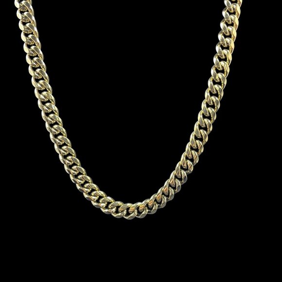 Gold Tone Cuban Link Chain Necklace Chunky Hip Hop Streetwear Statement NWOT - Picture 2 of 8